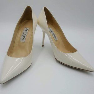 Jimmy Choo Agnes Cream White Patent Leather Pumps